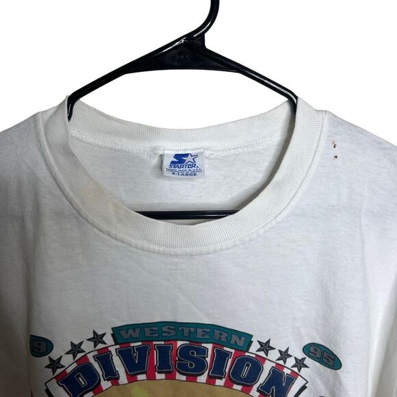 Vintage 90s Starter Seattle Mariners Cropped T Shirt Single Stitch XL - Picture 4 of 6